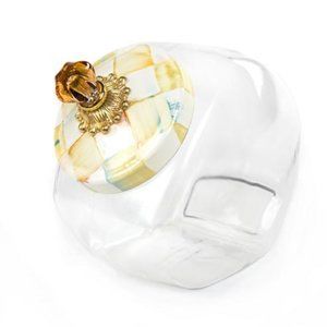 Mac-Kenzie Childs Cookie Jar with Parchment Check Enamel Lid